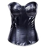 Faux Leather Overbust High Back Corset Basque TOP. Goth, Biker, Fetish US(12-14) 2XL