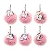 Hihelp 6Packs Rainbow Unicorn Keychain, Pink Pom Pom Key Ring Soft Faux Fur Ball Bag Pendant Decoration Unicorn Party Favors Supplies (Unicorn)