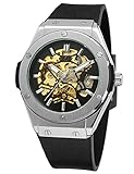 Carrie Hughes Men's Steampunk Automatic Stainless Steel Watch Black Rubber Strap (CH679)