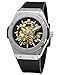 Carrie Hughes Men's Steampunk Automatic Stainless Steel Watch Black Rubber Strap (CH679)