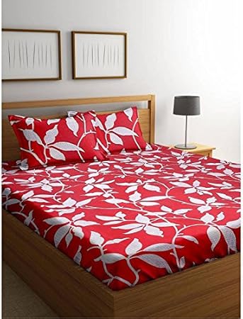 Cortina 104 TC Cotton Double Bedsheet with 2 Pillow Covers - Multicolour
