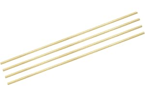 MECCANIXITY 4pcs Brass Rods (6mm) 1/4 Inch x (354mm) 14 Inch Brass Solid Round Stock Lathe Bar for Knife Handles Pin DIY Craf
