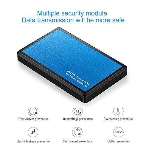EYOOLD HDD Case 2.5 SATA to USB 3.0 Hard Drive Enclosure for SSD Disk HDD Box USB3.0 Case Support UASP for Window/Max/Linu,Aluminum Alloy & Durable ABS Material