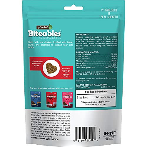 GET NAKED BITEABLES NATURAL SOFT TREATS FOR CATS, ESSENTIAL HEALTH, LAND & SEA RECIPE, 3 OZ, 1 POUCH
