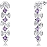 Amethyst Earrings 925 Sterling Silver February Birthstone Purple Amethyst Drop Earrings for Women