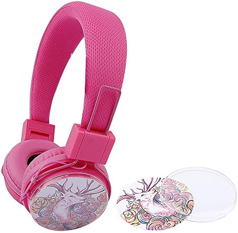 Kids Adjustable Headphones, AmazingEC on Ear Headphones, Picture Photo DIY Headsets : Noise Cancelling Headphones for Travel, Work, Sport ; Foldable Headphones for Smart Phone, Computer (Pink)