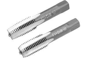 uxcell Metric Hand Tap M12 Thread 1.5 Pitch 4 Straight Flutes H2 Alloy Tool Steel Bottom & Taper Screw Tap Set Tapping Tools 