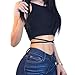 Women's Sexy Sleeveless Strap Lace Up Criss Cross Casual Cami Tank Crop Top Black