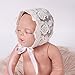 OULII Newborn Baby Girl Lace Silk Ribbon Adjustable Cap Hat Photo Props Favors (White)