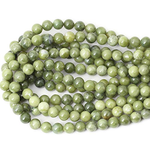 Qiwan 35PCS 10mm Natural Color Taiwan Green Jade Green Stone Round Loose Beads for DIY Jewelry Making - Thumbnail 2