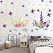 Unicorn Wall Decals,Unicorn Wall Sticker Decor with Heart Flower Birthday Christmas Gifts for Boys Girls Kids Bedroom Decor Nursery Room Home Decor (2 Pack Unicorn) (B)