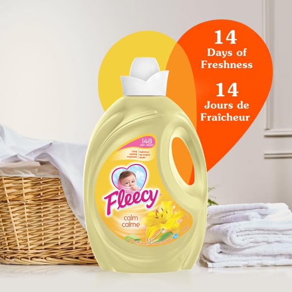 FLEECY LIQUID FABRIC SOFTENER, AROMA THERAPY CALM, 148 LOADS, 3.5 LITER