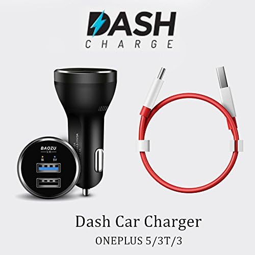 Quick Charge 3.0 Car Charger, OnePlus5 , OnePlus 3 Charger super Fast QC3.0 /2-Port Adapter and OnePlus 5 Dash Type C Cable by alutata
