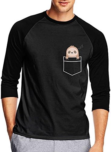 Tchol Jersey Shirt Pocket Sloth Mens 3/4 Sleeve Raglan Tshirt Baseball Shirts