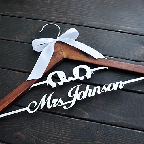 Custom Wedding Hanger, Personalized Bridal Hanger with Elephant, Wooden Wedding Hanger, Rustic Wedding Dress Hanger,Bridesmaid Name Hanger