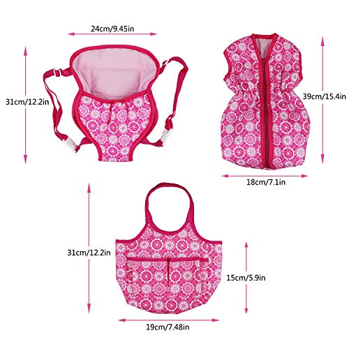 DC-BEAUTIFUL 3 Pack Baby Doll Accessories Set with Handbag and Front/Back Carrier Backpack and Sleeping Bag, Fits 14 to 18＂Dolls - Thumbnail 6