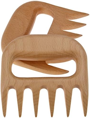 Bear claws Meat Paws Pulled Pork Shredders Solid structure design easy to clean more durable Wooden Handling Carving Cut Meats for BBQ Forks Tools(2pcs)
