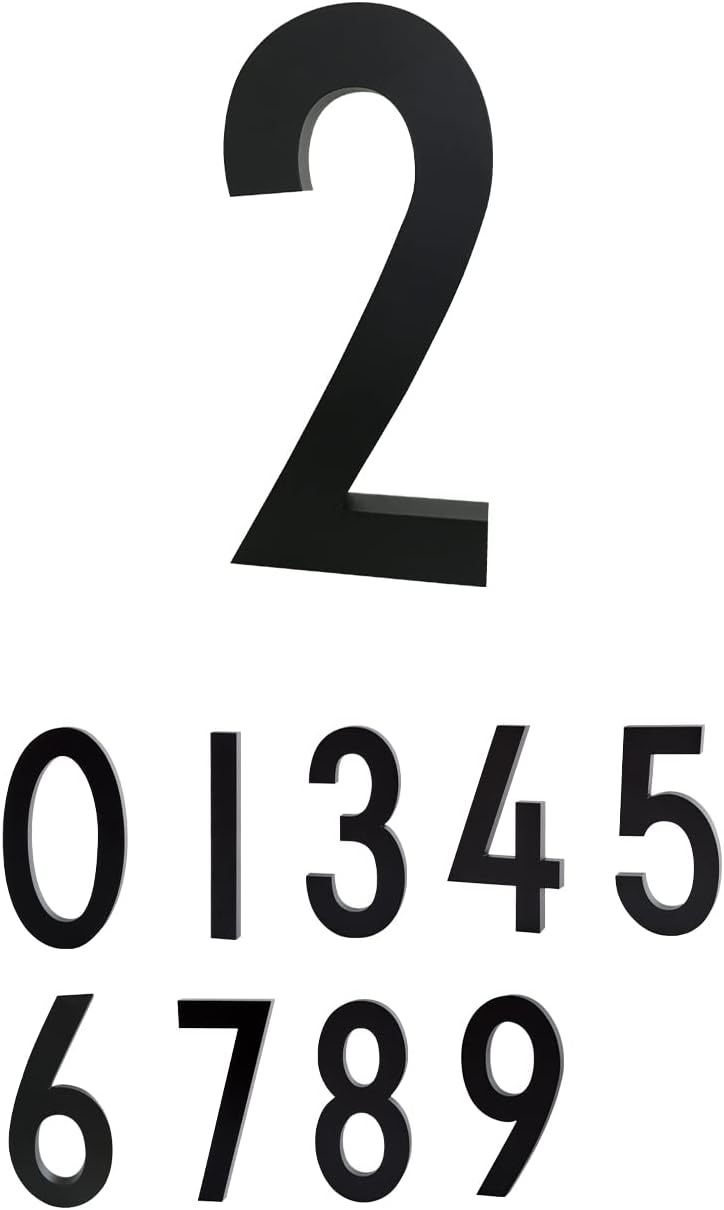 Address Signs - Design Letters Aluminum House Numbers 0-9 Black Large 10cm - Modern Design Door Number, Suitable For Indoor or Outdoor Use
