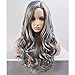 BERON 27 Inches Colorful Wig Long Curly Wig Women Girls Charming Full Wigs for Cosplay Pastel Wigs with Wig Cap (Grey/Green/Brown/Blue)