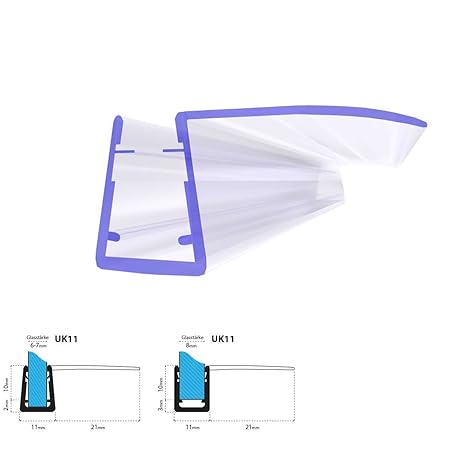 STEIGNER Duschdichtung, 200cm, Glasstärke 5/6/ 7/8 mm, Gerade PVC Ersatzdichtung für Dusche, UK11
