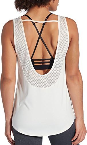 CALIA by Carrie Underwood Women's Limited Edition Onyx Open Back Tank Top (Egret, M)