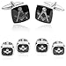 Cuff-Daddy Silver Tone Masonic Cuff Links and Studs Set, 5/8” Cuff Links with 3/8” Studs