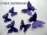 24 Edible Butterflies Purple Butterfly Pre-cut 3 Different Sizes Decorative Wafer Paper Butterflies ©
