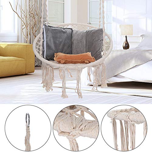 Hanging Rope Hammock Chair Swing Seat, Large Outdoor Indoor Hammock Net Chair for Kids Baby