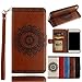 iPhone 8 Wallet Case,For iPhone 7 Wallet Case,Valentoria® Mandragora Flower Premium Vintage Emboss Leather Wallet Pouch Case with Wrist Strap for iPhone 8/7 4.7inch(Brown)
