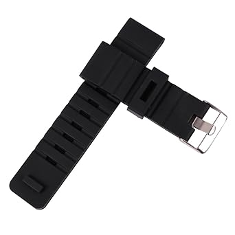 24Mm Black Oderless Stainless Steel Pin Buckle Rubber Watch Band Waterproof Sport for Christmas Gifts