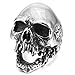 INBLUE Men's Stainless Steel Ring Silver Tone Black Skull
