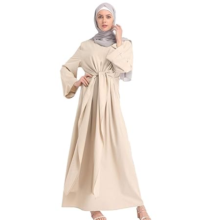 Makefortune 2019 Damen Muslimische Kleider, Frauen Chiffon Langarm Kleid Elegant Stickerei Knöchellang Kleid Tunika Abaya Dub