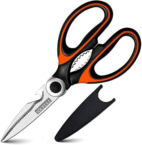 Kitchen shears- Soufull Multifunctional Stainless Steel Poultry Scissors for Poultry Meat Vegetables Herbs BBQ Open Jars and Nut Cracker -Professional Heavy Duty Kitchen Scissors