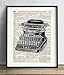 Vintage Typewriter Illustration (#1), Vintage Dictionary Art Print, Antique Wall Art Home Decor, Modern Boho Poster, Farmhouse Decoration Living Room Bedroom Office 8x10 Inches, Ready To Frame