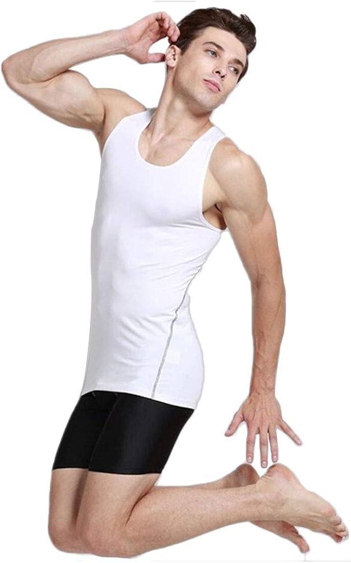 Mens Athletic Sleeveless Compression Shirt Slimming Undershirts Cool Dry Baselayer Under Tank Tops 3 Pack: Clothing