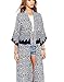 Perman Women Boho Printed Chiffon Loose Shawl Kimono Cardigan Cover up Blouse (L)
