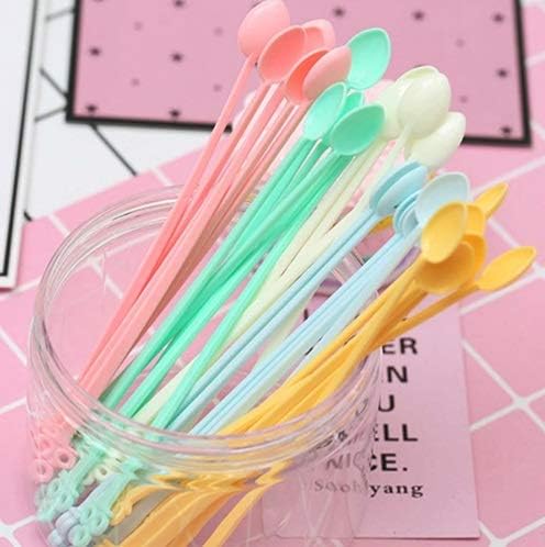 Taka Co Disposable Spoons New Design 30pcs/set Candy Color Plastic Coffee Spoon Mini Coffee Stirrer Spoon Drinking Tools Tableware Coffee Spoon