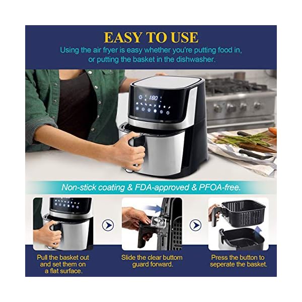 Air-Fryer-Elegant-Life-XXL-Electric-Hot-Air-Fryer-Oven-with-8-Presets-LED-Touch-Panel-5L-Non-Stick-Air-Frying-Basket-1-60-Mins-Timer-80-200-Temperature-Control-1700W-Black Air Fryer, Elegant Life XXL Electric Hot Air Fryer Oven with 8 Presets LED Touch Panel & 5L Non-Stick Air Frying Basket, 1-60 Mins Timer & 80-200℃ Temperature Control, 1700W, Black