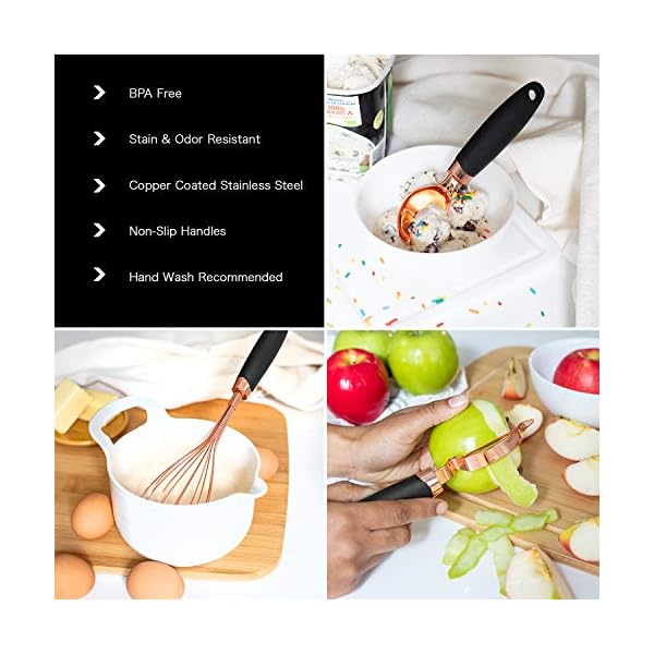 COOK With COLOR 7 Pc Kitchen Gadget Set Copper Coated Stainless Steel Utensils with Soft Touch
