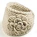 HuntGold Lady Women Fashion Camellia Warm Soft Wool Crochet Headband Knit Wide Hair Band(beige)