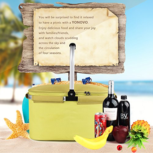 Insulated Picnic Basket Cooler Bag 22L for Camping BBQ Outdoor Sports - Thumbnail 6