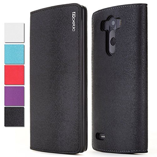LG G3 Case - Poetic LG G3 Case [FlipBook Series] - [Lightweight] [Professional] PU Leather Protective Flip Cover Case for LG G3 Black (3 Year Manufacturer Warranty From Poetic)