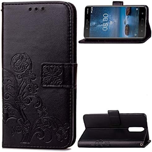 Nokia8 Stand Case, Portable Foldable Grass Flip Useful Devise Cards Slots Cover, LICHE Scratch Protect Slim Thin Wallet Phone Light Case for Nokia 8 Black