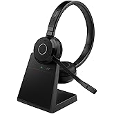 Jabra Evolve 65 TE (Third Edition) Wireless Dual-Ear Headphones w/Charging Stand - Noise-Canceling Mic, 16 hr Battery Life, Dual Connectivity, MS Teams Certified, Supports Other Platforms, Black