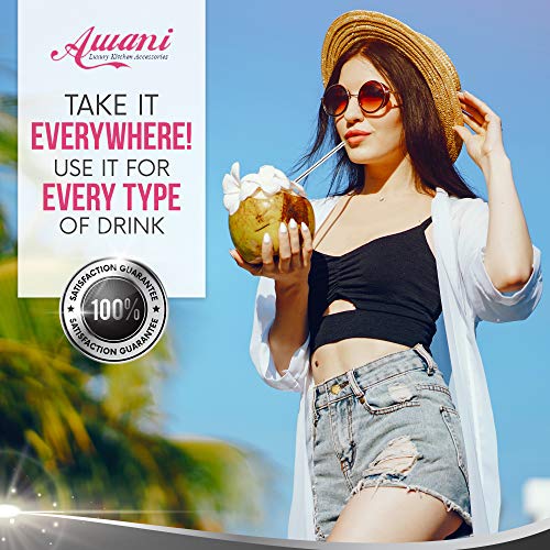 Telescopic and Reusable Metal Straws with CaseStainless Steel, Portable, Collapsible/Foldable