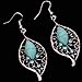Yazilind Jewelry Vintage Tibetan Silver-plated Leaf Shape Turquoise Drop Dangle Earrings for Women