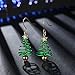 Christmas Tree Dangle Hook Earrings, Holiday Party Drop Earrings, Festival Gift Idea, Thanksgiving Themed Earrings, Small Cute Christmas Costume Jewelry for Women Girls, Handmade Xmas Tree Earrings