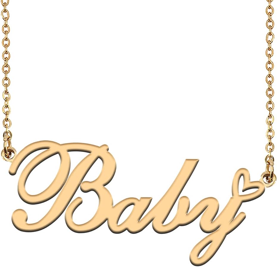 HUAN XUN Custom Name Necklaces Personalized Necklace with Name 18k Gold Plated Heart Stainless Steel Customized Jewelry Gifts for Women Mother Day Christmas Birthday