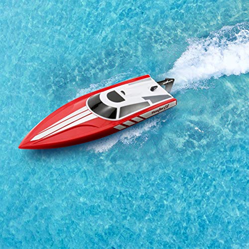 FUNTECH Remote Control Boats 2.4GHz Radio Control Boat - High Speed 18 MPH (30 KM/H) Electric RC Boats for Pools&Lakes&Rivers - Best Gifts for Kids&Adults, Boys& Girls - Red
