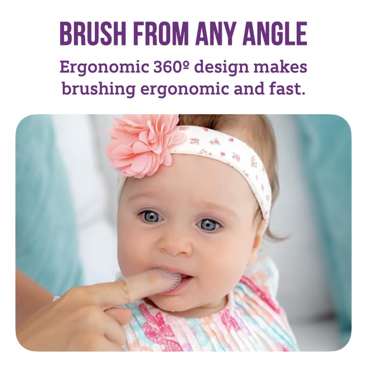 Baby Toothbrush, 360 Degree Bristle Silicone Baby Toothbrush 6 to 12 Months, and Toddler Toothbrushes 1-2, Set of 2 - Clear